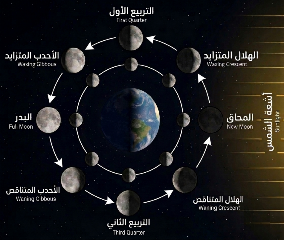مخطط أطوار القمر حول الأرض